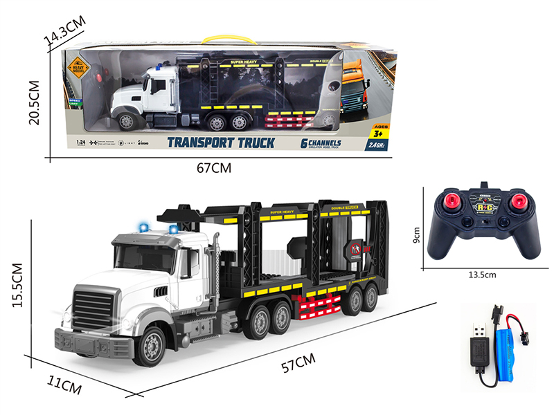 1:24 2.4G 6-Channel Remote Control Transport Truck With Light And Music(Included Batteries)