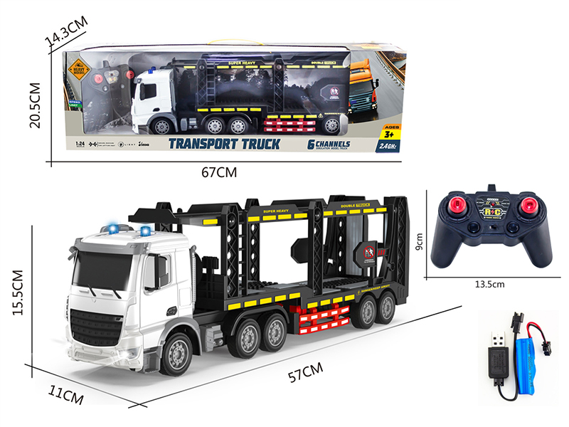 1:24 2.4G 6-Channel Remote Control Transport Truck With Light And Music(Included Batteries)