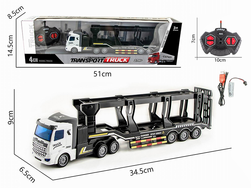 1:48 27Mhz 4-Channel Remote Control Transport Truck With Light (Included Batteries)