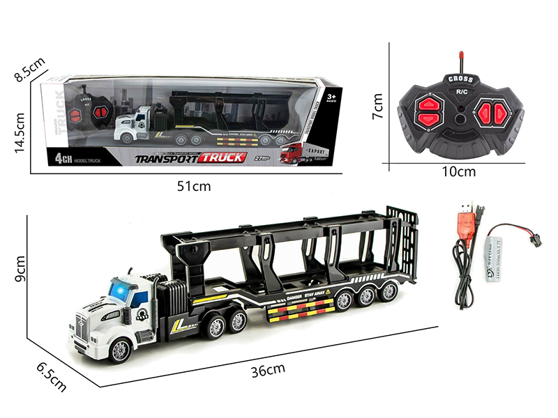 1:48 27Mhz 4-Channel Remote Control Transport Truck With Light (Included Batteries)