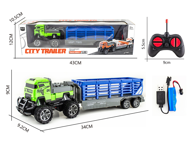 1:30 27Mhz 4-Channel Remote Control Transport Truck With Light(Included Batteries)