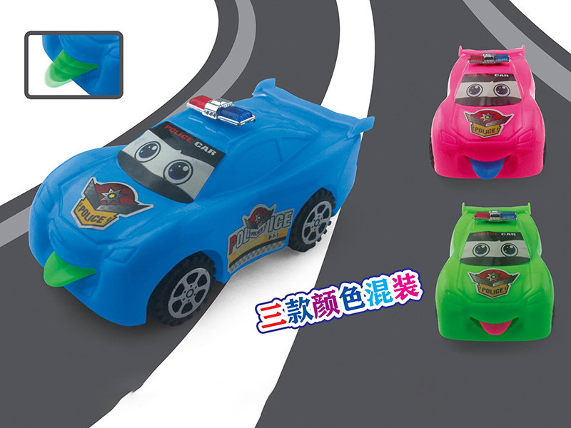 Solid Colour Pull Line Cartoon Police Car