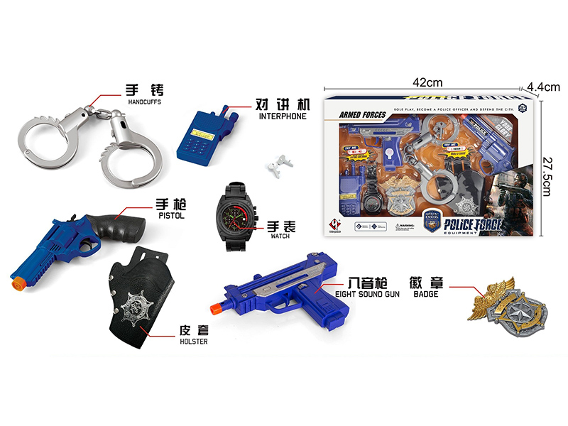 Uzi Sound And Light Gun Police Role Pretend Play Set