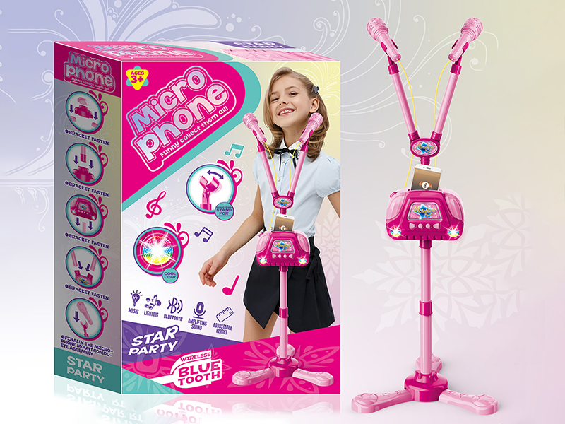 Girls Microphone(With Bluetooth,Lights,Music,Cheers,Pause,Adjust The Volume)