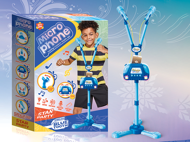 Boys Microphone(With Bluetooth,Lights,Music,Cheers,Pause,Adjust The Volume)