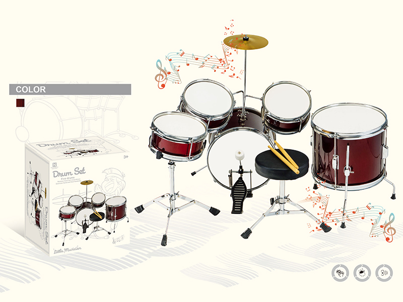 Electroplating Alloy Jazz Drum Set(5 Drums + Chair)