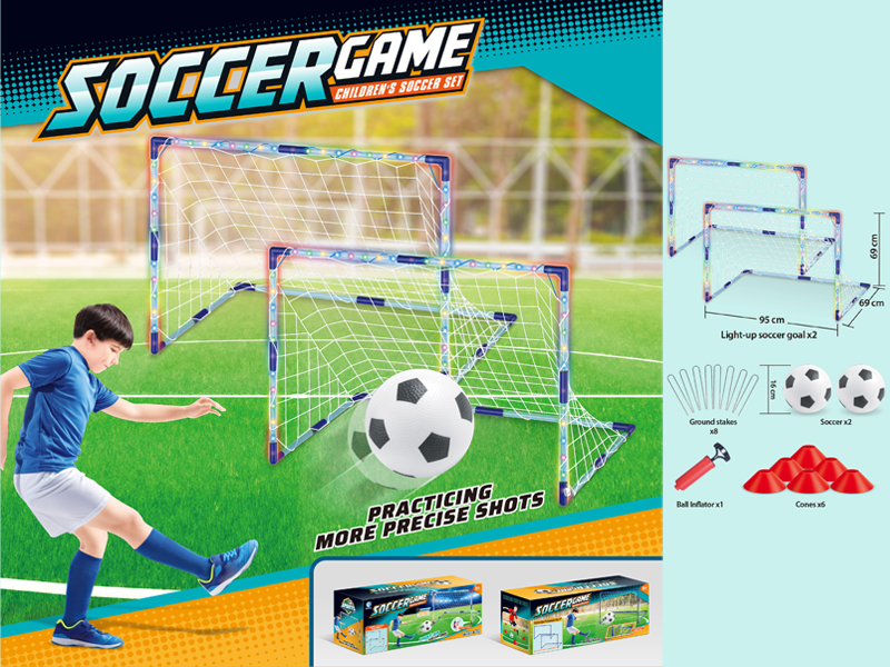 Double Door Football Goal With Light(White Net)