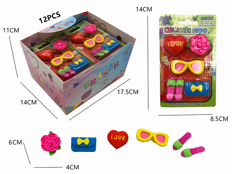 12PCS Stationery Eraser Series (Detachable)