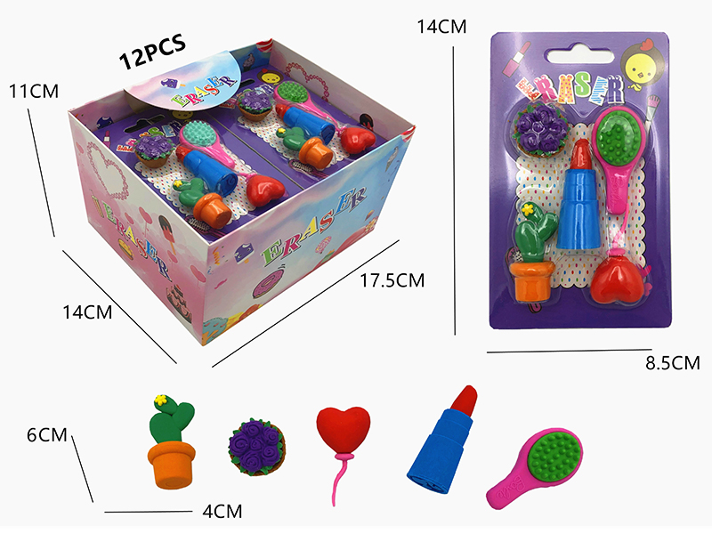 12PCS Stationery Eraser Series (Detachable)