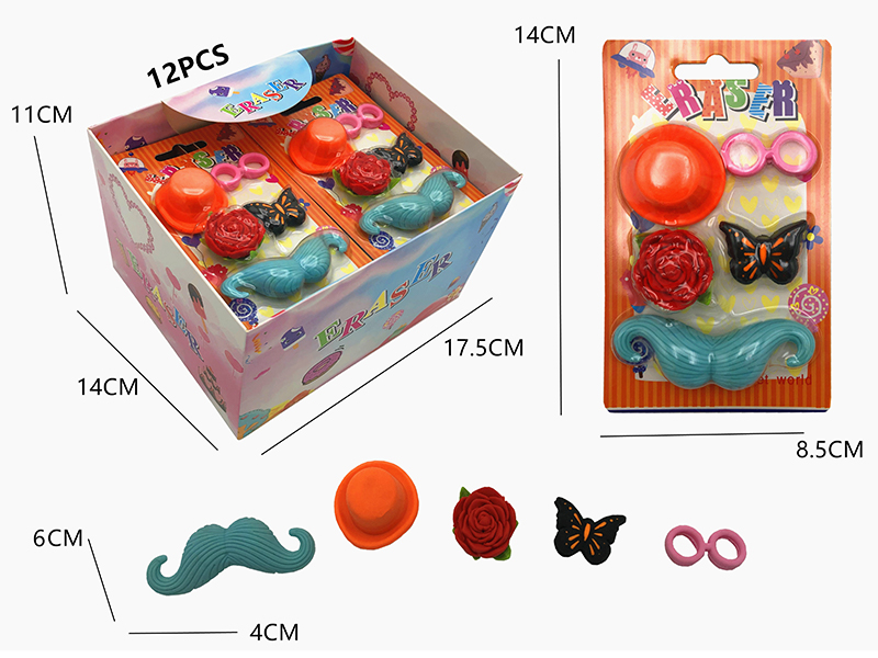 12PCS Stationery Eraser Series (Detachable)