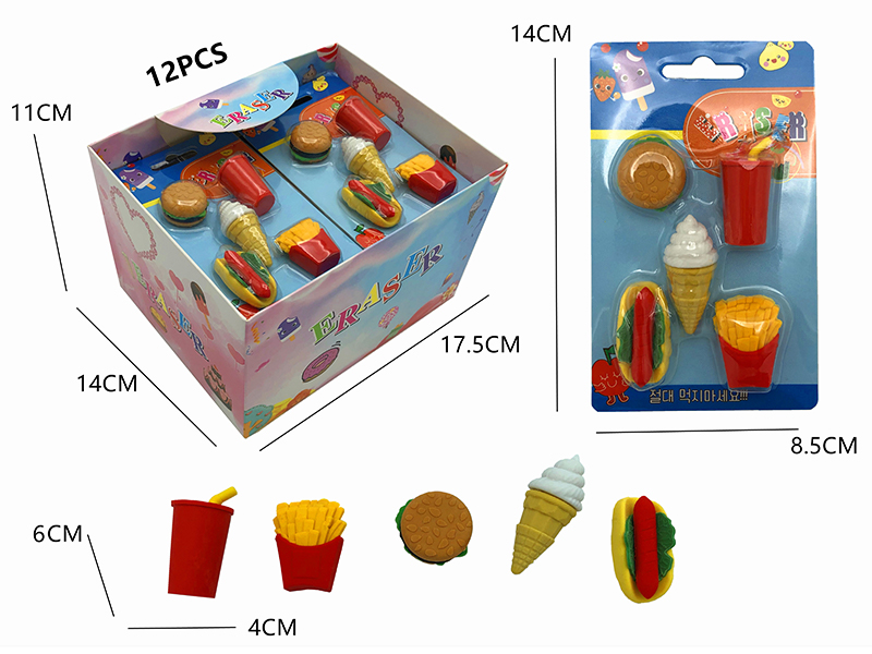 12PCS Stationery Eraser Series (Detachable)