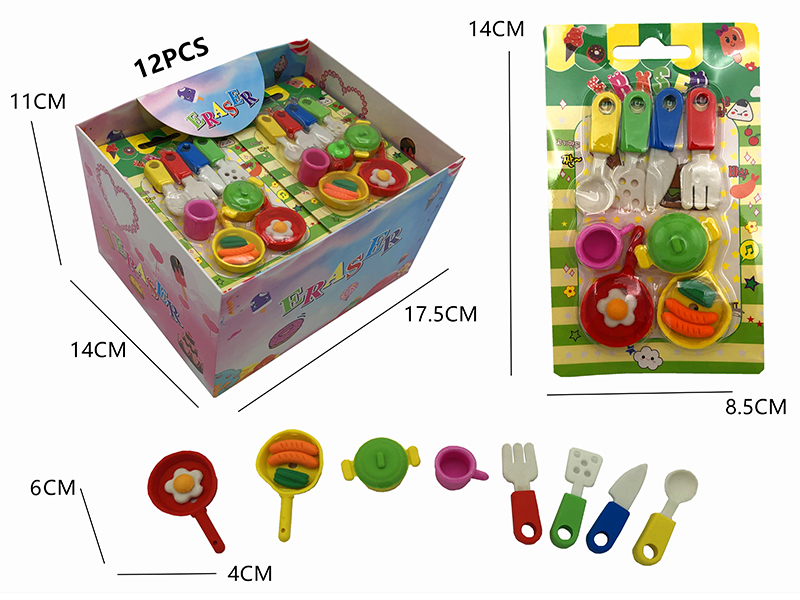 12PCS Stationery Eraser Series (Detachable)