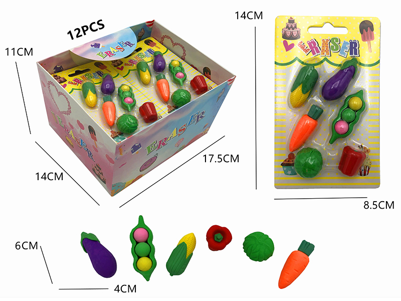 12PCS Stationery Eraser Series (Detachable)