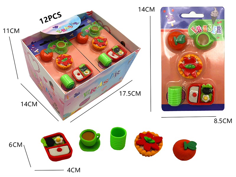 12PCS Stationery Eraser Series (Detachable)