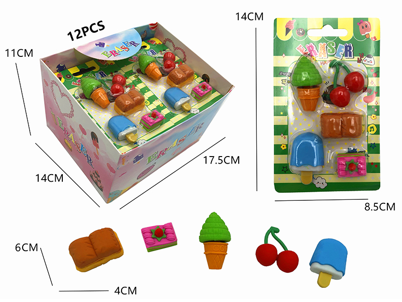 12PCS Stationery Eraser Series (Detachable)