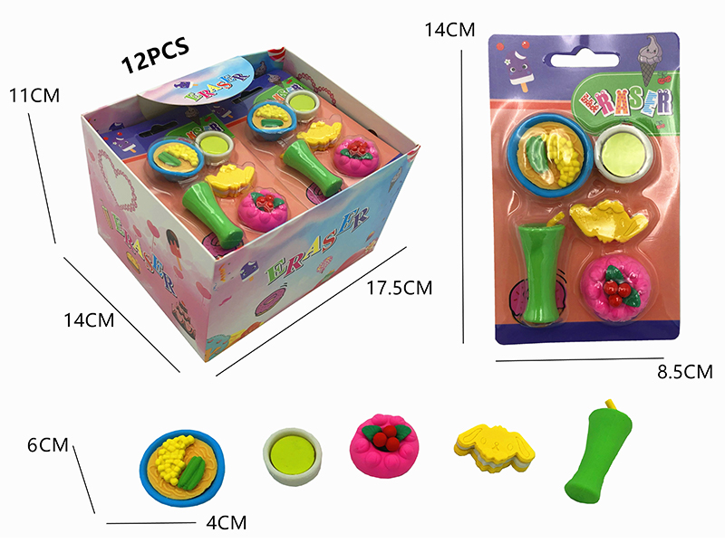 12PCS Stationery Eraser Series (Detachable)