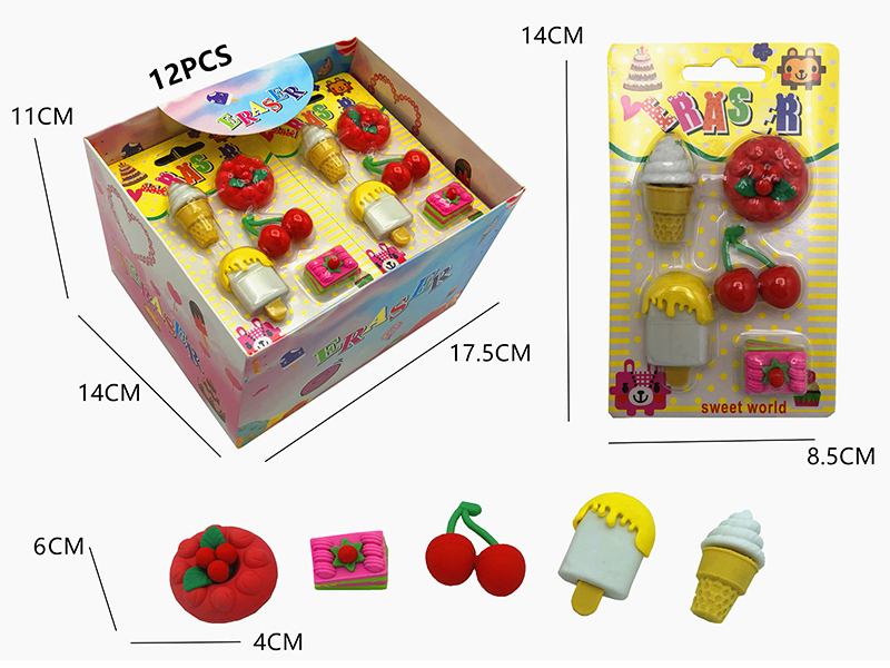 12PCS Stationery Eraser Series (Detachable)