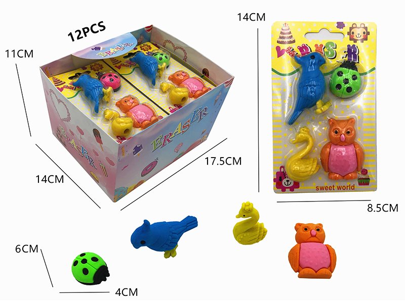 12PCS Stationery Eraser Series (Detachable)