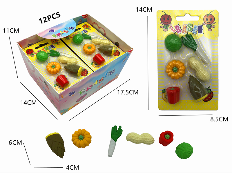 12PCS Stationery Eraser Series (Detachable)