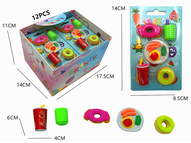 12PCS Stationery Eraser Series (Detachable)