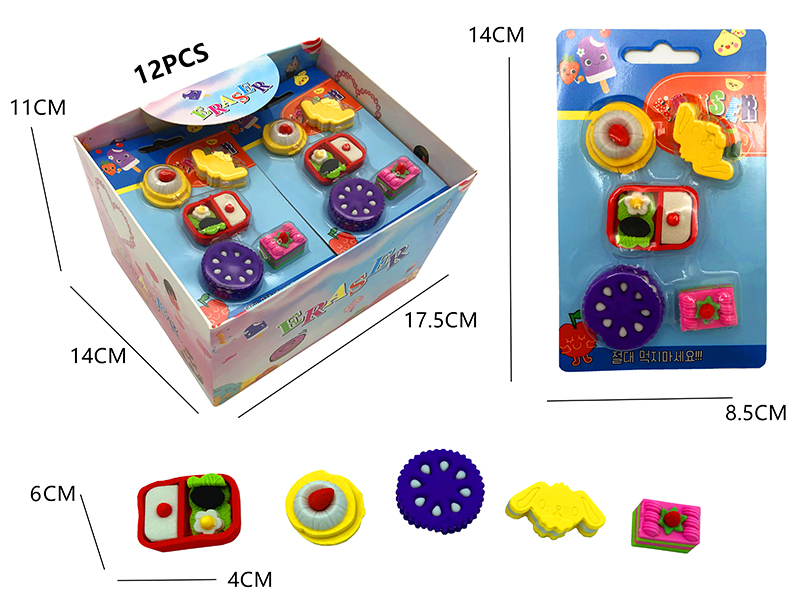 12PCS Stationery Eraser Series (Detachable)