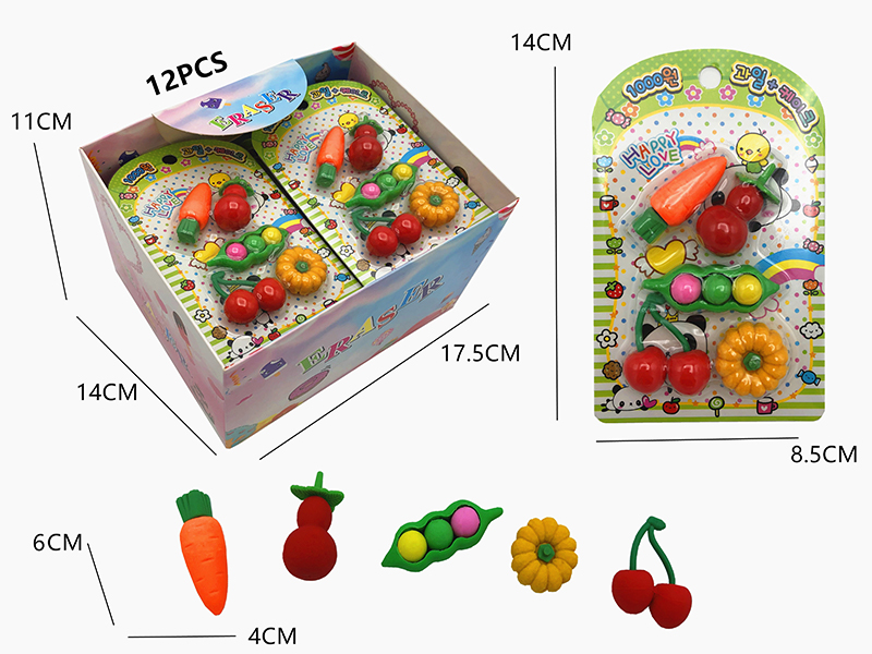 12PCS Stationery Eraser Series (Detachable)