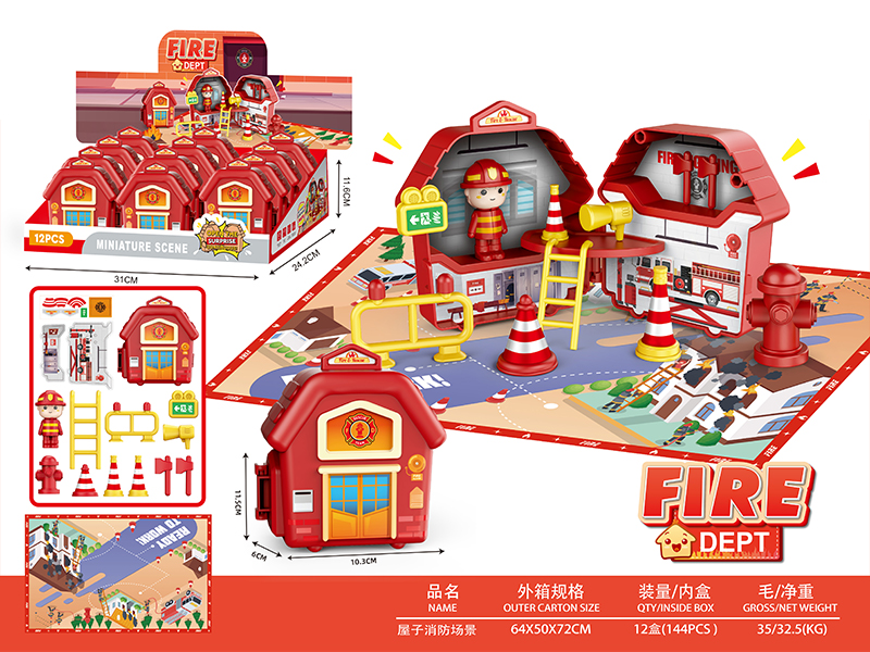 12Pcs House Fire Scene Set With Map