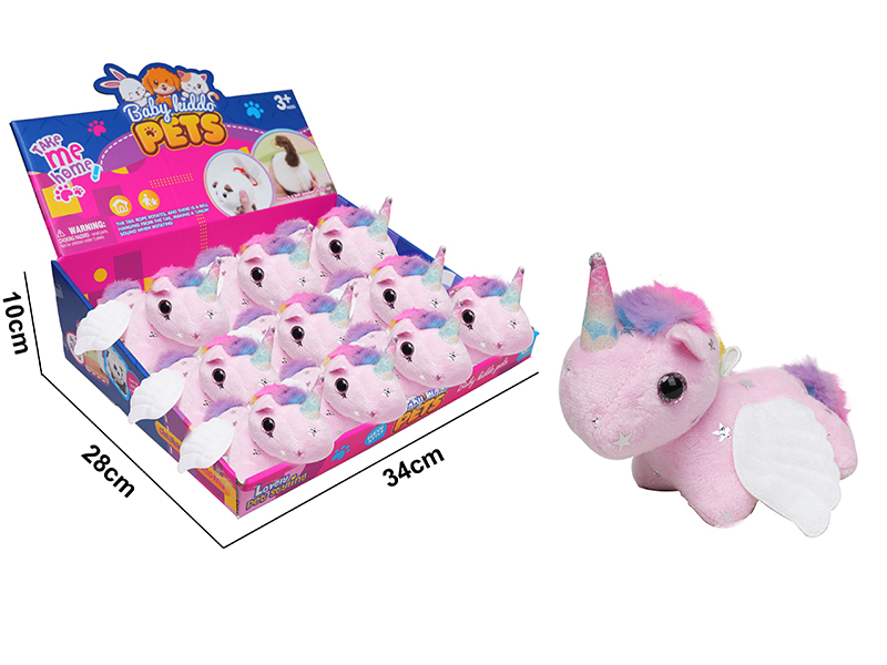 Pull Line Wagging Tail Animal - Plush Unicorn With Wings,BB Sound 12pcs