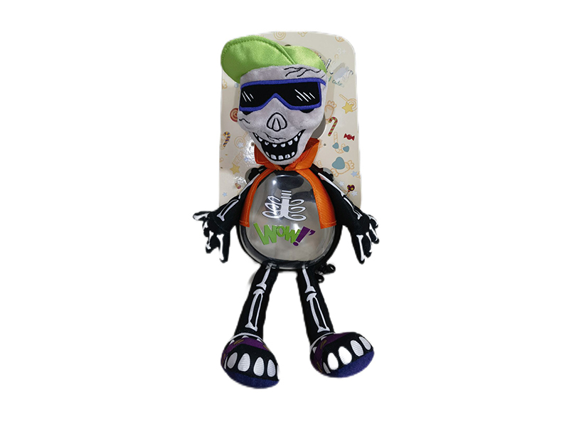 Plush Halloween Skull Backpack Doll(Transparent Body,Can Hold Sugar, Can Stored)