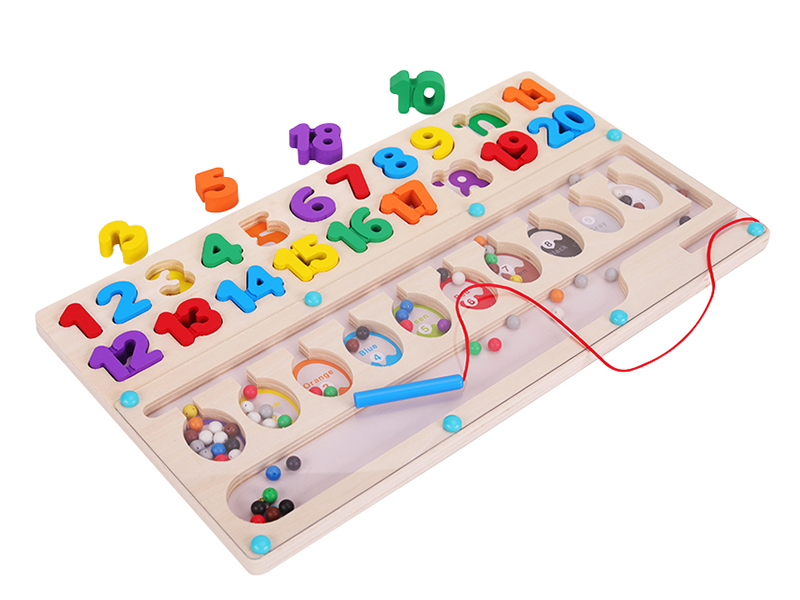 Wooden Magnetic Beads Walking Maze Digital Matching Board