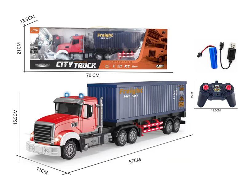 2.4G 1:24 6CH R/C Container Trailer With Light And Music