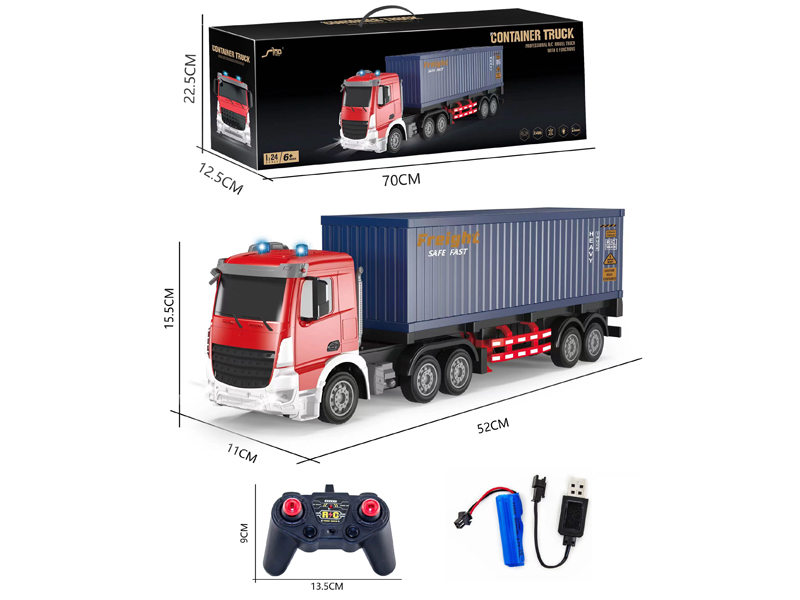 2.4G 1:24 6CH R/C Container Trailer With Light And Music