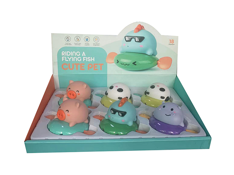 Wind Up Cute Pet Riding A Flying Fish Water Toys(6PCS)