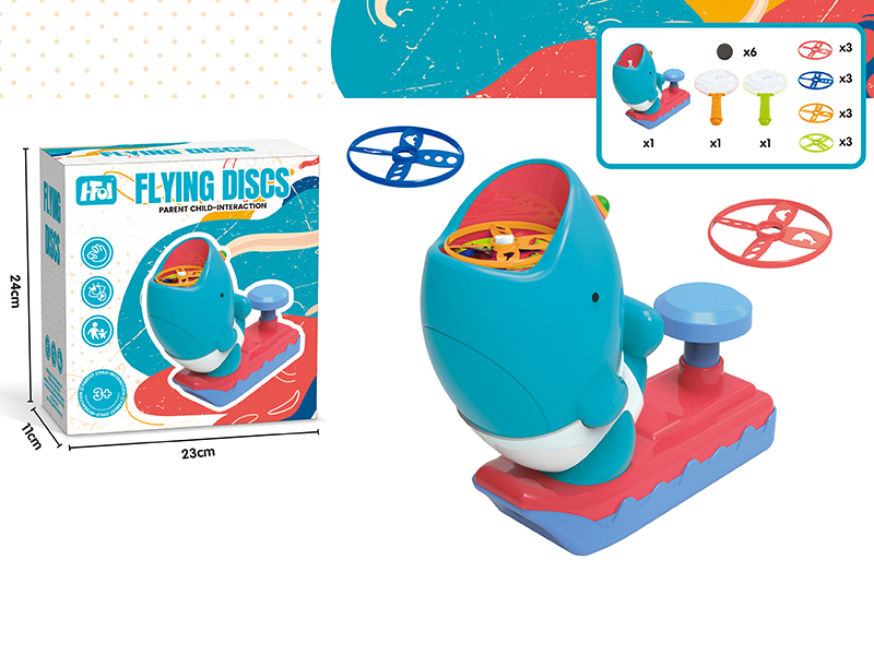 Whale Flying Disk Launcher(12 Flying Disk + 2 Scoop Net)