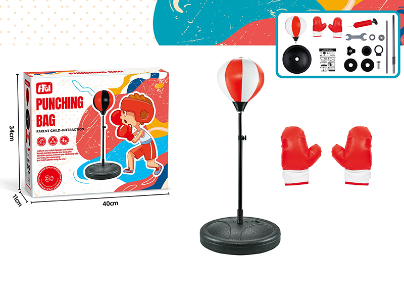 Punching Bag Red/White(75-105CM) + Large Gloves