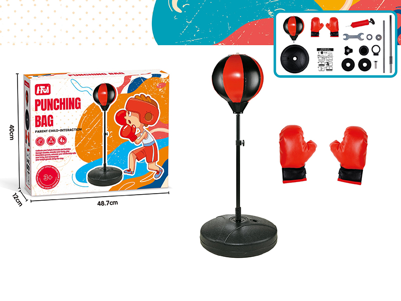 Punching Bag Red/Back(80-125CM) + Large Gloves