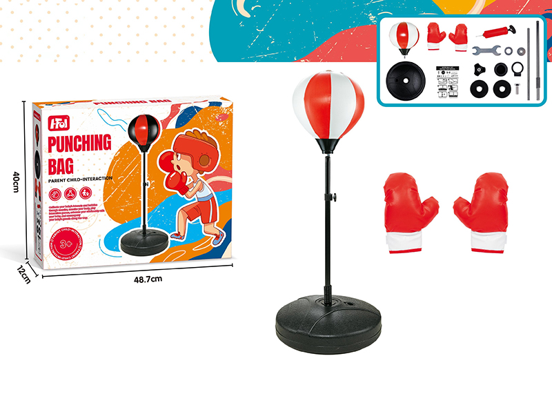 Punching Bag Red/White(80-125CM) + Large Gloves