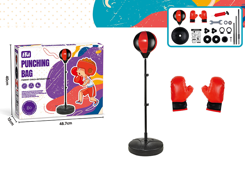 Punching Bag Red/Back(125-150CM) + Large Gloves