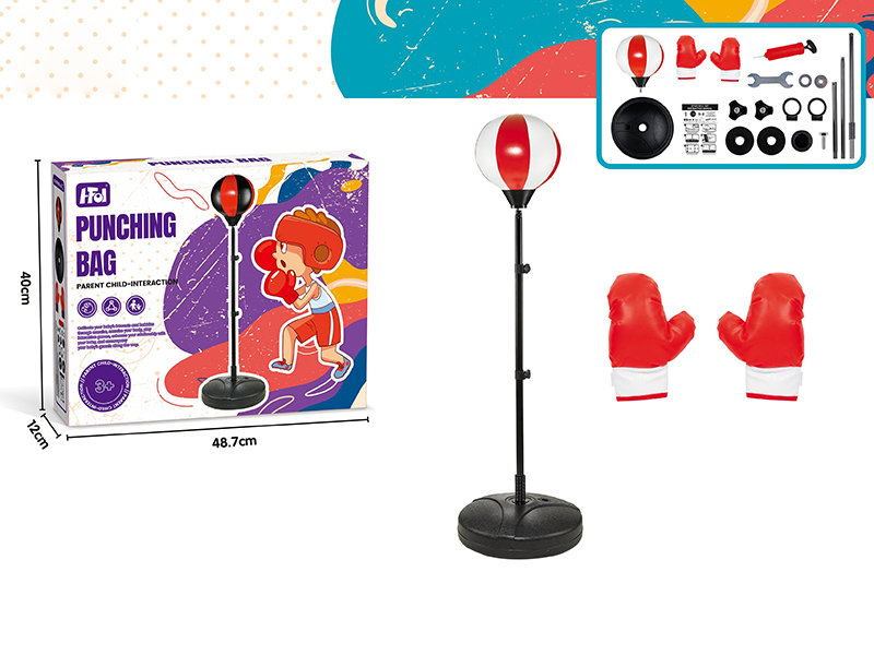 Punching Bag Red/White(125-150CM) + Large Gloves