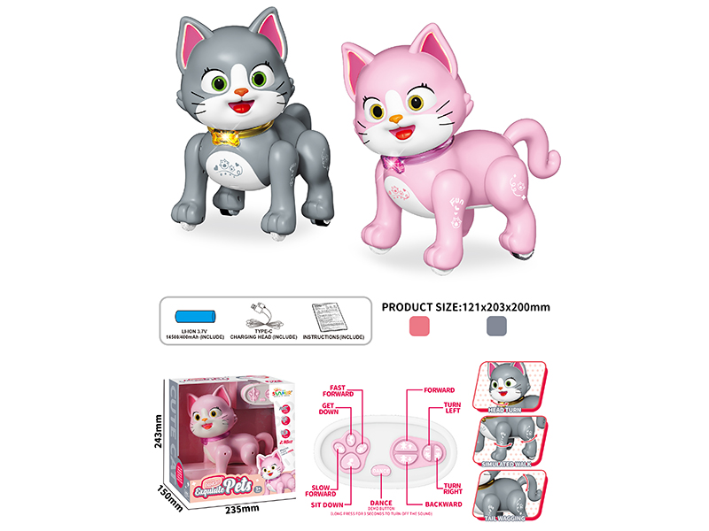 2.4G 10-Channel IR Remote Control Cat(Gray/Pink)