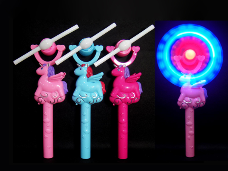 Cartoon Unicorn Windmill Flash Stick With 5 Lights(No Music)