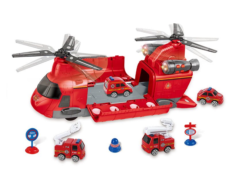 Friction Storage Fire Control Transportation Aircraft With Lights And Music + Fire Engine