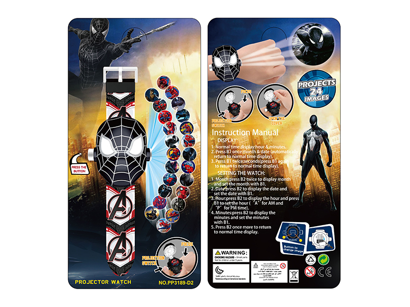 Black Spider-Man Projection Flip Cover Watch