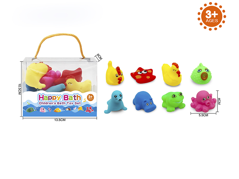 Environmental Children's Bath Toy Animals Set With Whistle 8pcs