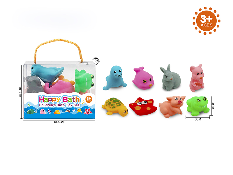 Environmental Children's Bath Toy Animals Set With Whistle 8pcs