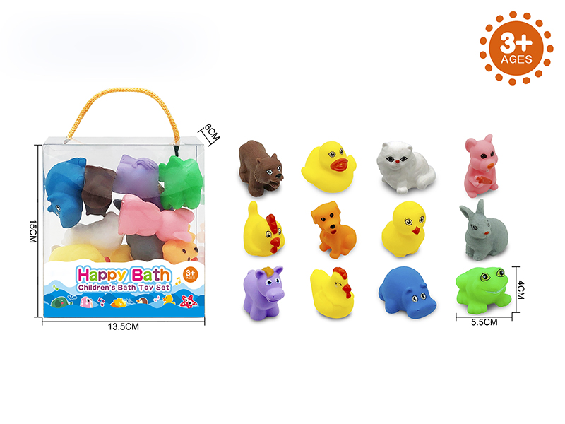 Environmental Children's Bath Toy Animals Set With Whistle 12pcs