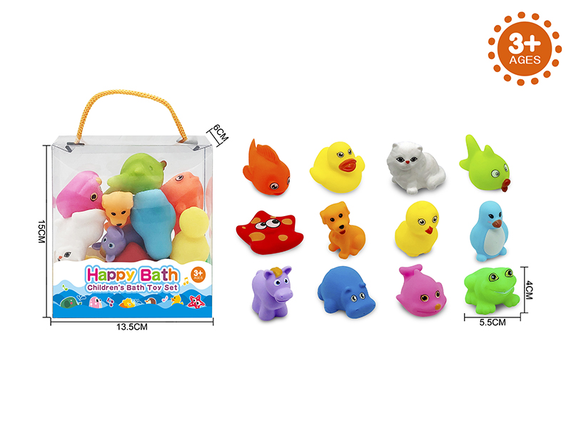 Environmental Children's Bath Toy Animals Set With Whistle 12pcs