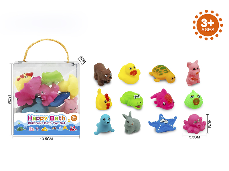 Environmental Children's Bath Toy Animals Set With Whistle 12pcs