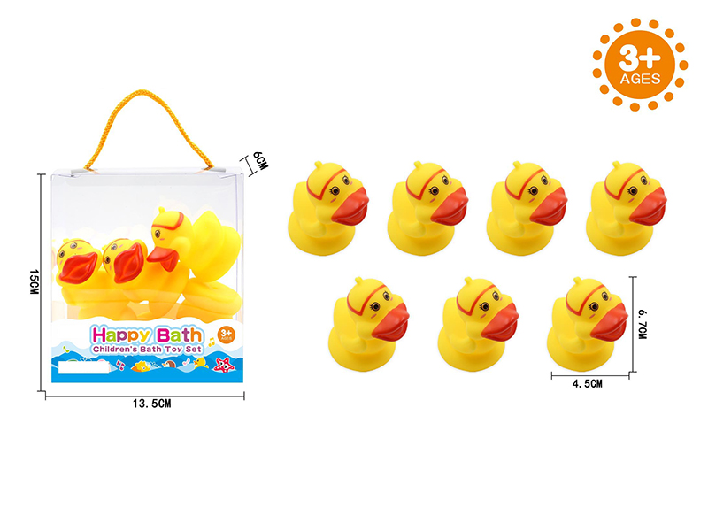 Environmental Children's Bath Toy 6CM Swimming Ring Ducks 7pcs