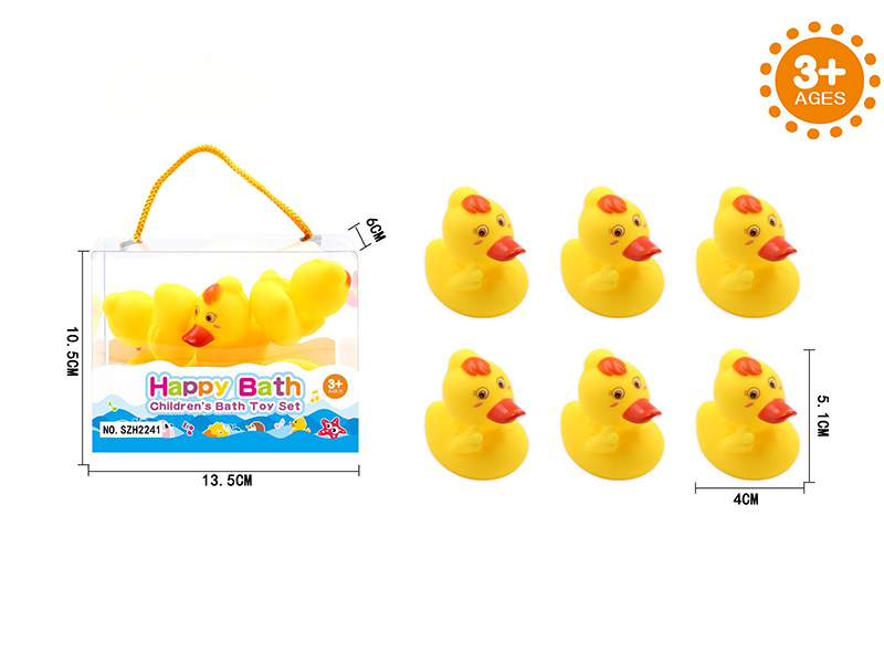 Environmental Children's Bath Toy 6CM Ducks 6pcs